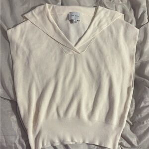 Pink Rose Cream Ribbed Knit Top